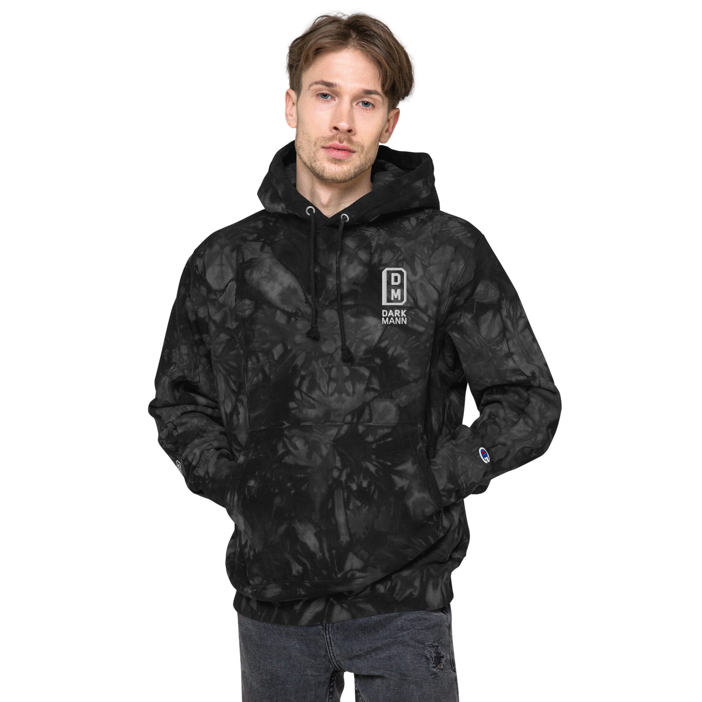 DARK MANN Unisex Champion tie-dye hoodie