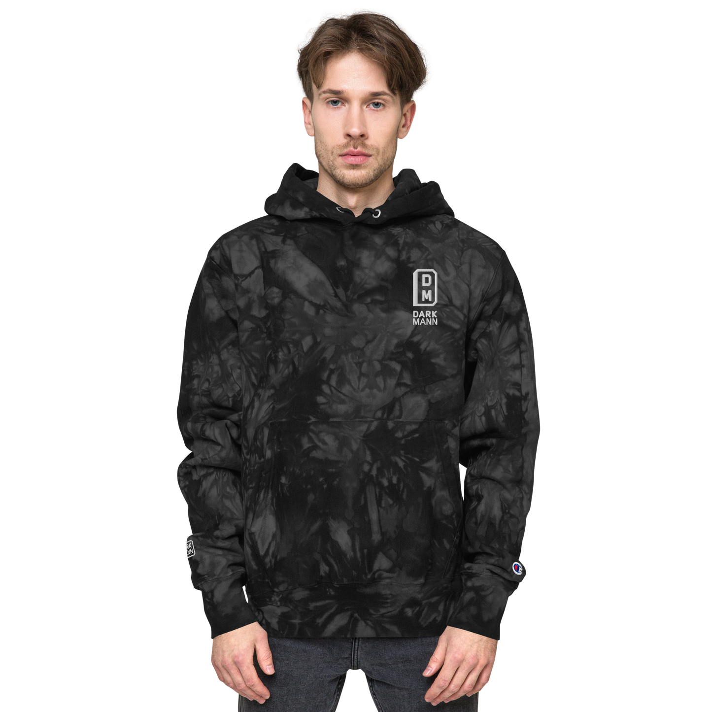 DARK MANN Unisex Champion tie-dye hoodie