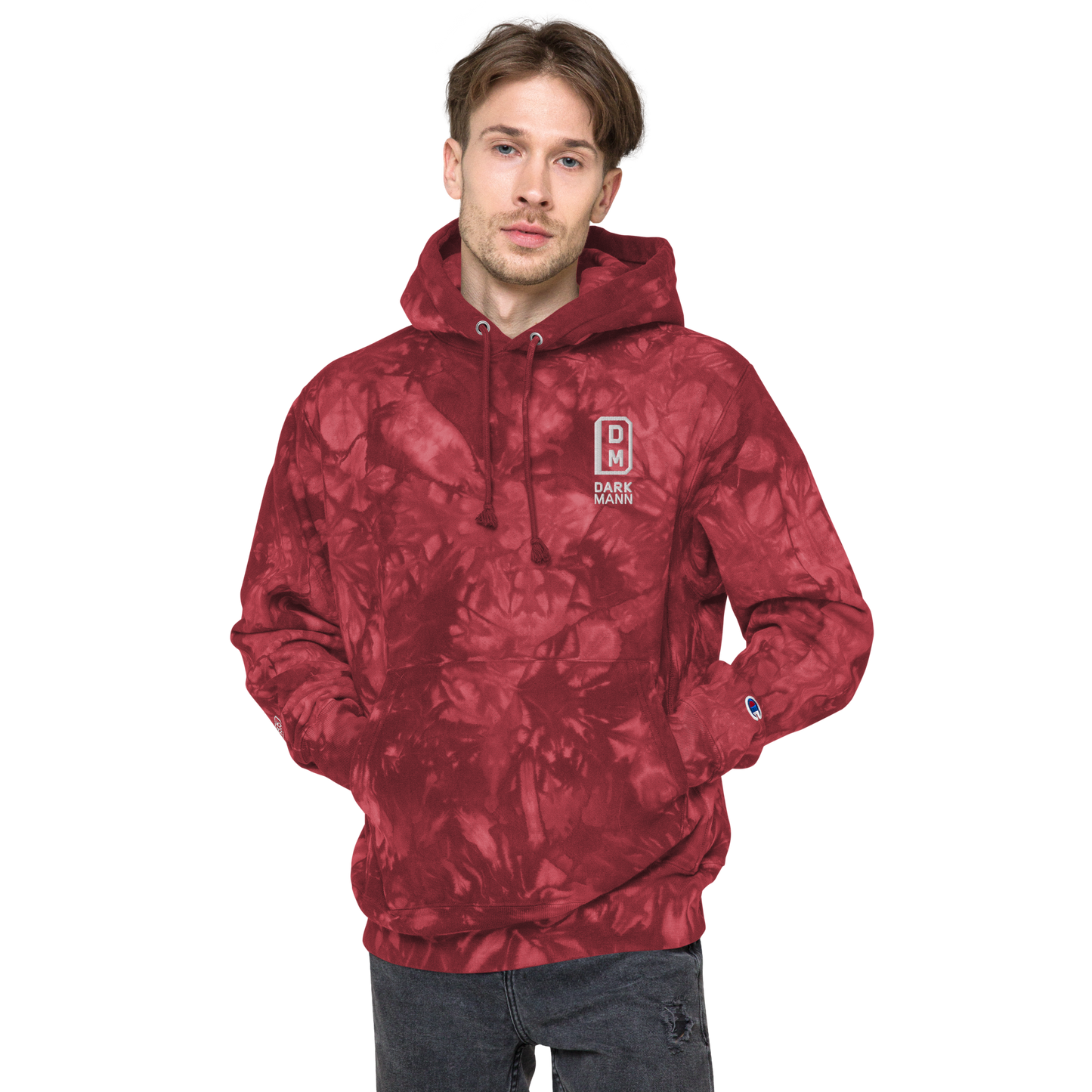 DARK MANN Unisex Champion tie-dye hoodie