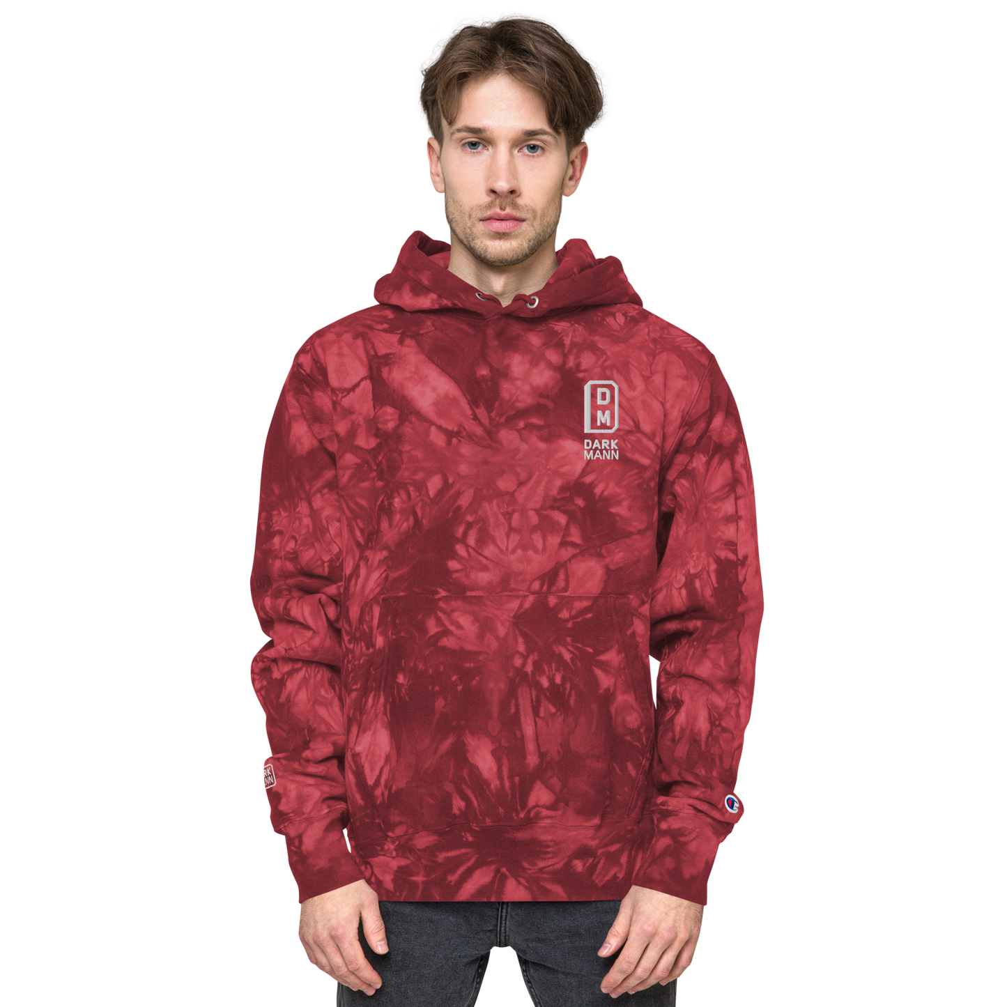 DARK MANN Unisex Champion tie-dye hoodie